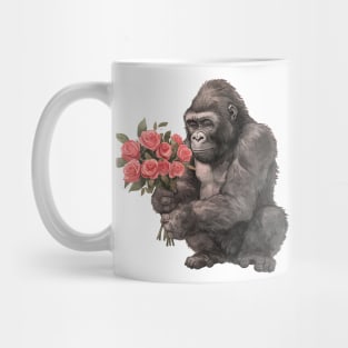 Valentine Gorilla Giving Flowers Mug